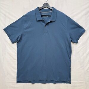 Eddie Bauer Polo Shirt Mens T2XL Blue Pique Short Sleeve Tall Cotton Solid Logo